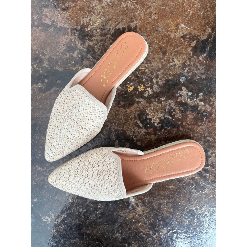 Ccocci Annabelle Mules Woven Pointed Toe Espadrille Slip On Flats Womens Size 10